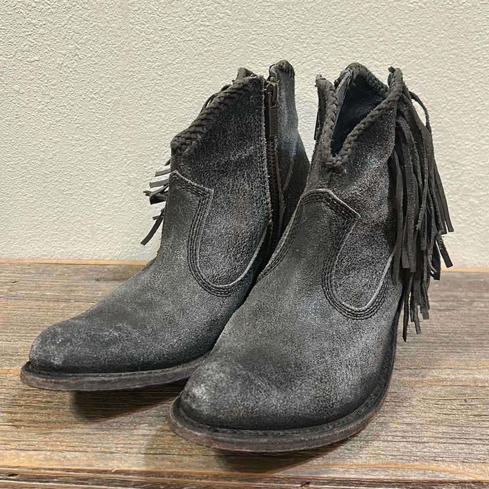 Liberty Black Ankle Fringe Boots